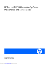 HP ProLiant DL320 Generation 5p Maintenance And Service Manual