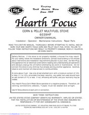 USSC Hearth Focus 6039HF Owner's Manual