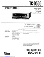 Sony TC-D505 Service Manual