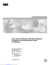 Cisco Cisco Aironet Wireless LAN Client Installation And Configuration Manual