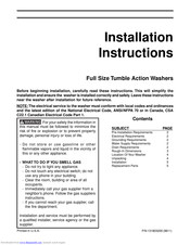 Frigidaire Full Size Tumble Action Washers Installation Instructions Manual