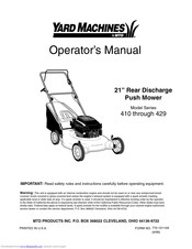 Yard Machines 429 Series Operator's Manual