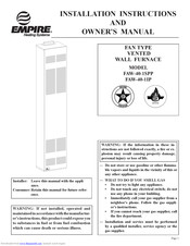 Empire Heating Systems FAW-40-1IP Installation Instructions And Owner's Manual