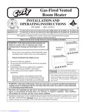 COZY VC701A-H and Installation And Operating Instructions Manual