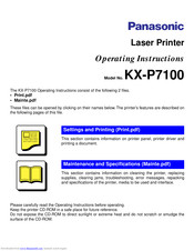 Panasonic KX-P7100 Operating Instructions Manual