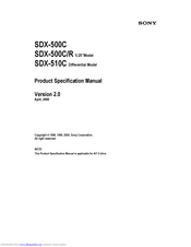 Sony SDX-500C Product Specifications Manual