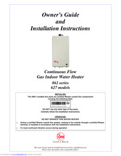 Rheem 862 series Owner's Manual And Installation Instructions