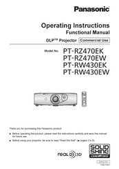 Panasonic PT-RW430REAW Operating Instructions Manual