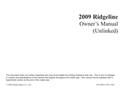 Honda 2009 Ridgeline Owner's Manual