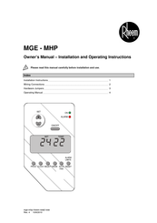 Rheem MGE - MHP Owner's Manual