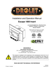 Drolet ESCAPE 1800 DB03100 Installation And Operation Manual
