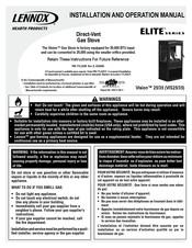 Lennox Hearth Products Elite VIS25 Installation And Operation Manual