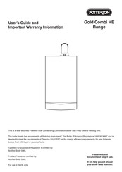 Potterton Gold Combi HE Series User's Manual And Important Warranty Information
