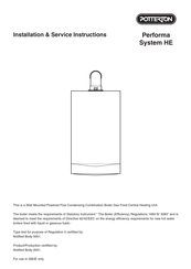 Potterton Performa System 28 HE Installation & Service Instructions Manual