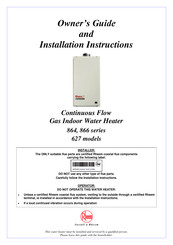 Rheem 627 series Owner's Manual And Installation Instructions