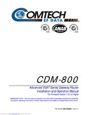 Comtech EF Data CDM-800 Installation And Operation Manual