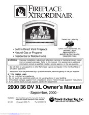 FireplaceXtrordinair 2000 36 DV XL Owner's Manual