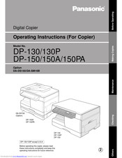 Panasonic WORKIO DP-130 Operating Instructions Manual
