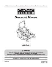 Cub Cadet Commercial S6031 Tank S Operator's Manual