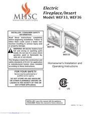MHSC WEF33 Homeowner's Installation And Operating Instructions Manual