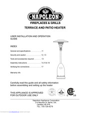 Napoleon TERRACE AND PATIO HEATER User Installation And Operation Manual