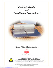 Rheem Solar Hiline Water Heater Owner's Manual And Installation Instructions