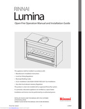Rinnai LUMINA800BL Operation Manual And Installation Manual