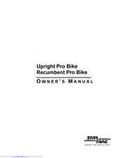 Star Trac Pro Upright Bike Owner's Manual