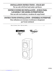 Whirlpool For use only with front load washer and dryers Installation Instructions Manual