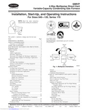 Carrier GAS FURNACE 58MVP Installation, Start-Up, And Operating Instructions Manual