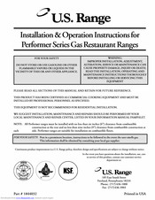 U.S. Range PX-12-2626 Installation & Operation Instructions
