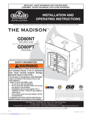 Napoleon Madison GD80NT Installation And Operating Instructions Manual