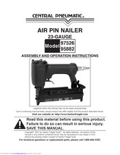 Central Pneumatic 95882 Assembly And Operation Instructions Manual