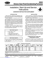 Carrier Deluxe 58SX120 Installation, Start-Up And Service Instructions Manual