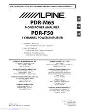 Alpine PDR-FSO Owner's Manual