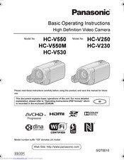 Panasonic HC-V550M Basic Operating Instructions Manual