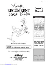 Avari Fitness Recumbent 2000R Bike Owner's Manual