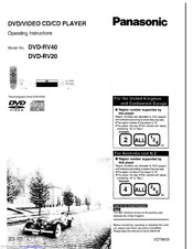 Panasonic DVD-RV40 Operating Instructions Manual