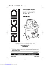 RIDGID WD12780 Owner's Manual