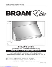Broan E60000 SERIES Installation Instructions Manual