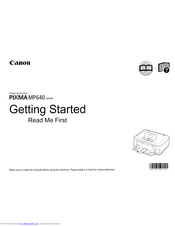 Canon PIXMA MP640 Getting Started Manual