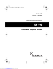 Radio Shack ET-196 Owner's Manual