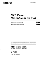 Sony MV-101 - Mobile Dvd Operating Instructions Manual