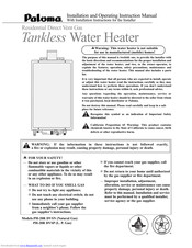 Paloma PH-20R DVSN Installation And Operating Instruction Manual