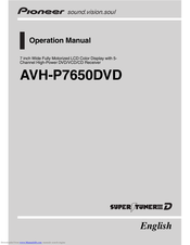 Pioneer AVH-P7650DVD Operation Manual