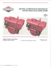 Briggs & Stratton Sno/Gard 252400 Series Operating And Maintenance Instructions Manual