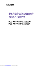 Sony VAIO PCG-XG700K User Manual