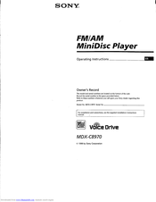 Sony MDX-C8970 Operating Instructions Manual