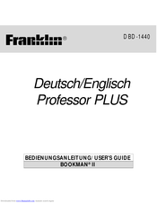 Franklin BOOKMAN II DBD-1440 User Manual
