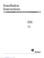 GE Monogram ZV1050 Installation Instructions Manual